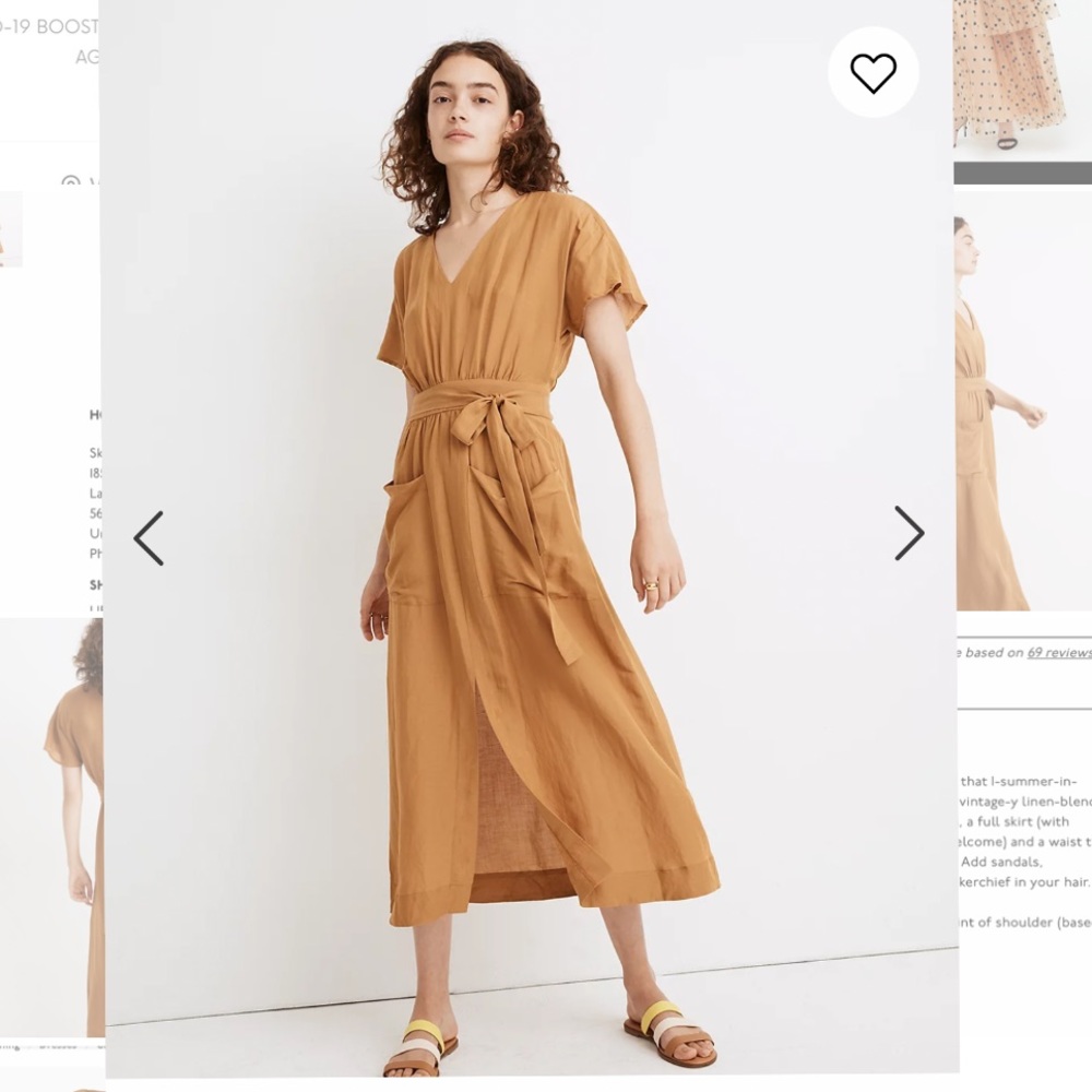 Madewell Tan Wrap Midi Dress
